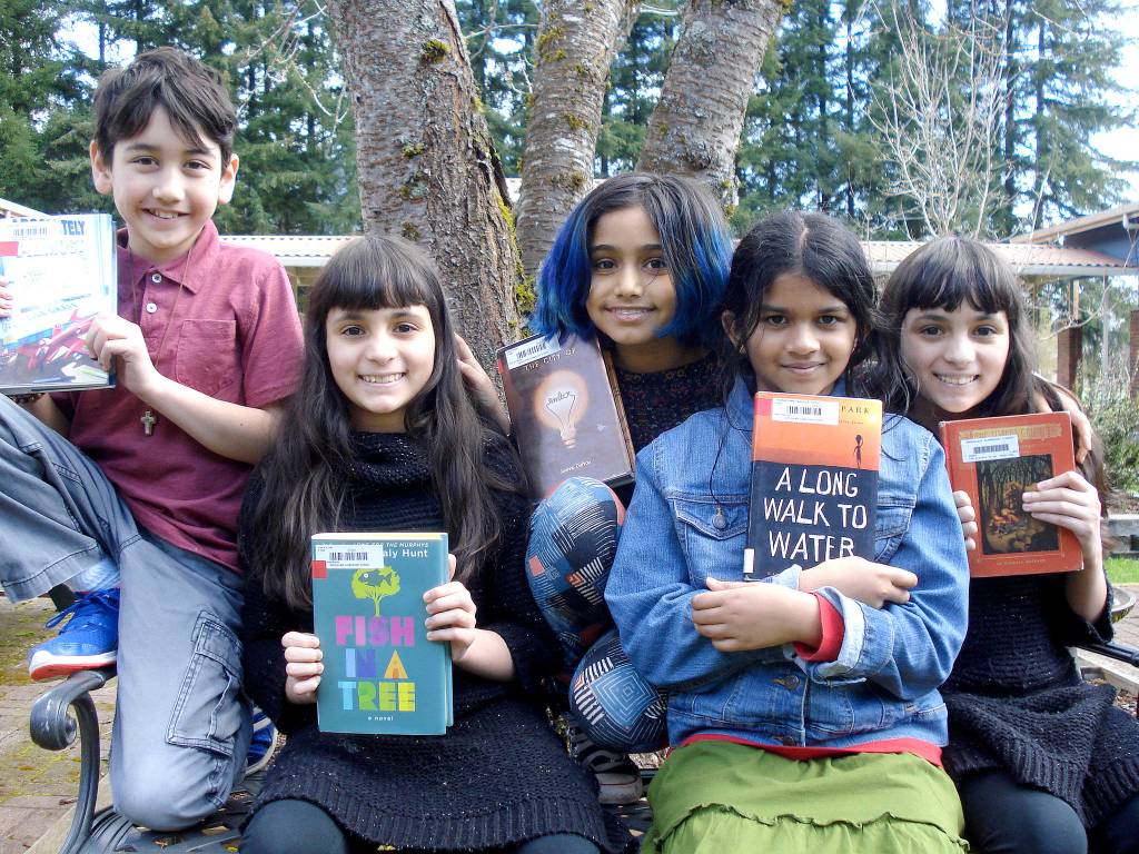 Banana Book Bunch members, from left, are Alex Mclean, Sannia Imran, Siri Shetty (Captain), Dirthi Pasupuleti and Sana Imran.                                Courtesy Photo