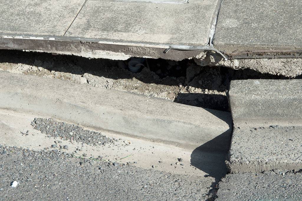 A closer look at the sinkhole.                                Carol Ladwig/Staff Photo