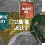 A map of the three planning areas of the mill site development. Area one is planned as a mixed-use &ldquo;village&rdquo; with a pedestrian oriented main street. Area 2 will focus on light industrial uses and area 3 will focus on corporate uses. (Courtesy Photo)