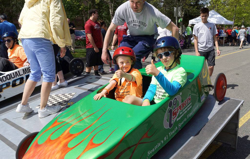 Racers give a thumbs-up Saturday during the annual Challenge Race event on Snoqualmie Ridge, sponsored by Life Enrichment Options and Snoqualmie Valley Rotary.                                (Courtesy Photo)
