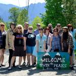 The Twin Peaks filming location tour group gathers for a picture.                                (Mary Miller Photo)
