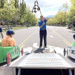 Courtesy Photo                                Snoqualmie Mayor Matt Larson signals the start of a race Saturday on Snoqualmie Ridge.