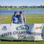 Kat Hodgson, left, and Tori Berger represented Mount Si High School at the state golf tournament May 22 to 24 at MeadowWood Golf Course in Liberty Lake.                                Courtesy Photo