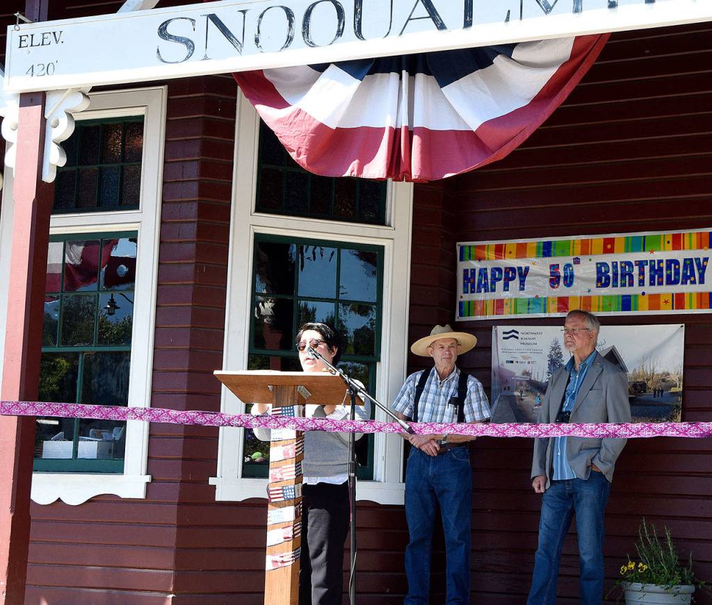 Nataly Morales read a letter of congratulations from Senator Patty Murray at Sunday&rsquo;s celebration.                                Carol Ladwig/Staff Photo
