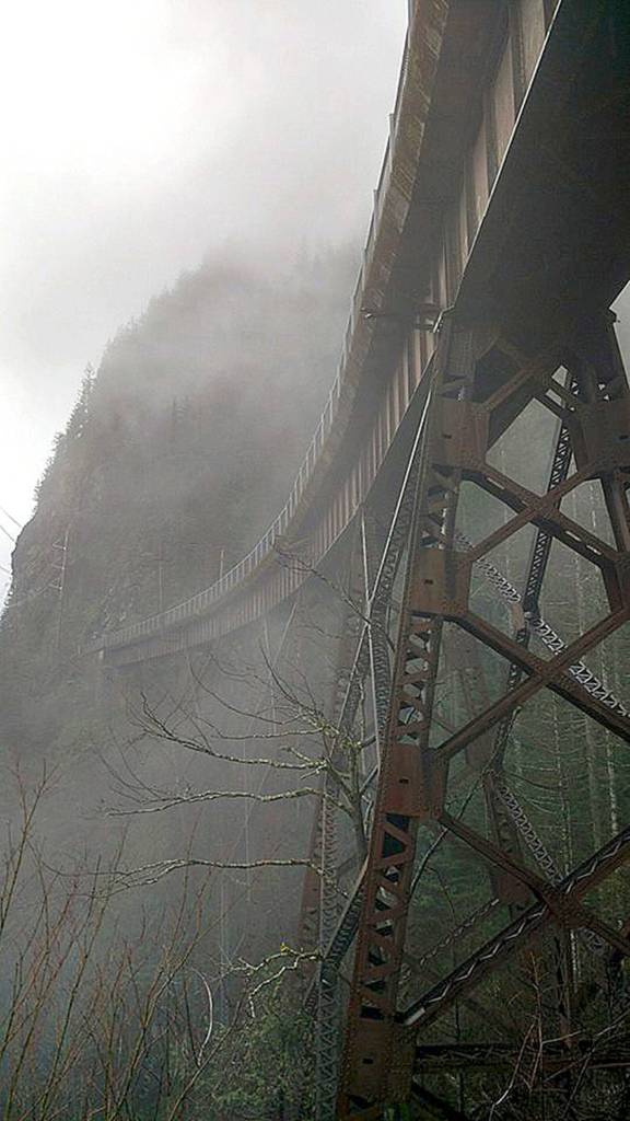 Cody Barber&rsquo;s foggy trestle captured second place in Scenic.