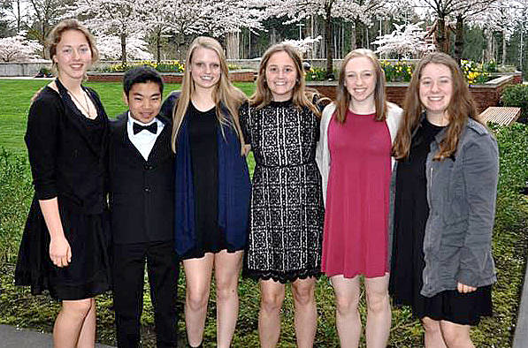 North Bend students graduating from Eastside Catholic High School this year are, from left, Jamie Krueger, Dale Shakib, Zoe Marshall, Natalie Smith, Maddie Manelski and Catalina Sargent.                                Courtesy Photo