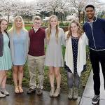 Snoqualmie students graduating from Eastside Catholic High School this year are, from left, Sarah Bosworth, April Young, National Merit Scholar Paul Riddle, Marisa Jones, Madison Mitchell and Cameron Lakes.                                Courtesy Photo