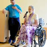 Relay for Life Chairperson Bev Jorgensen, with her son Greg, spoke at Sunday&rsquo;s luncheon in celebration of cancer survivors. Jorgensen joined their ranks as a survivor last year.                                Photo courtesy of Mary Miller
