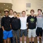 Eight students stuck with track from sixth to eighth grade and led the team through a three-year undefeated streak. From left: Jack Allen, Lorenzo Beverly, Nicholas Ayling, Tanner Daniels, Landon Reynolds, Noah Ribary, Zach Hall and Aidan Medina.                                (Evan Pappas/Staff Photo)