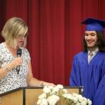 Solomon Pullis is called to the podium to receive a scholarship from the North Bend Masonic Lodge.                                (Evan Pappas/Staff Photo)