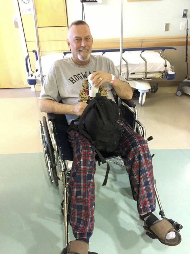 Michael Morris leaves the hospital after a successful kidney transplant. (Courtesy Photo)