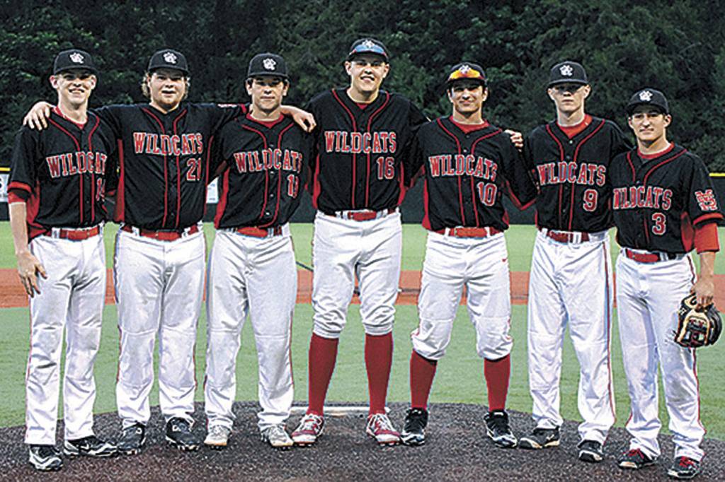 Gavin Gorrell, Nick Solomon, Justin Lutz, Owen Roche, Matt Dolewski, Jake Simmons Mason Marenco                                Gavin Gorrell, Nick Solomon, Justin Lutz, Owen Roche, Matt Dolewski, Jake Simmons and Mason Marenco, all from Mount Si High School, competed in the KingCo All-Star baseball game June 1. Gorrell and Marenco were also chosen to compete in this weekend&rsquo;s All-State tournament in Yakima.                                Photo courtesy of Richard Dolewski