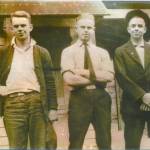 Courtesy Photo                                Everson&rsquo;s Grandfather George McKean Butters, left, and his two brothers at the cedar mill in 1923.
