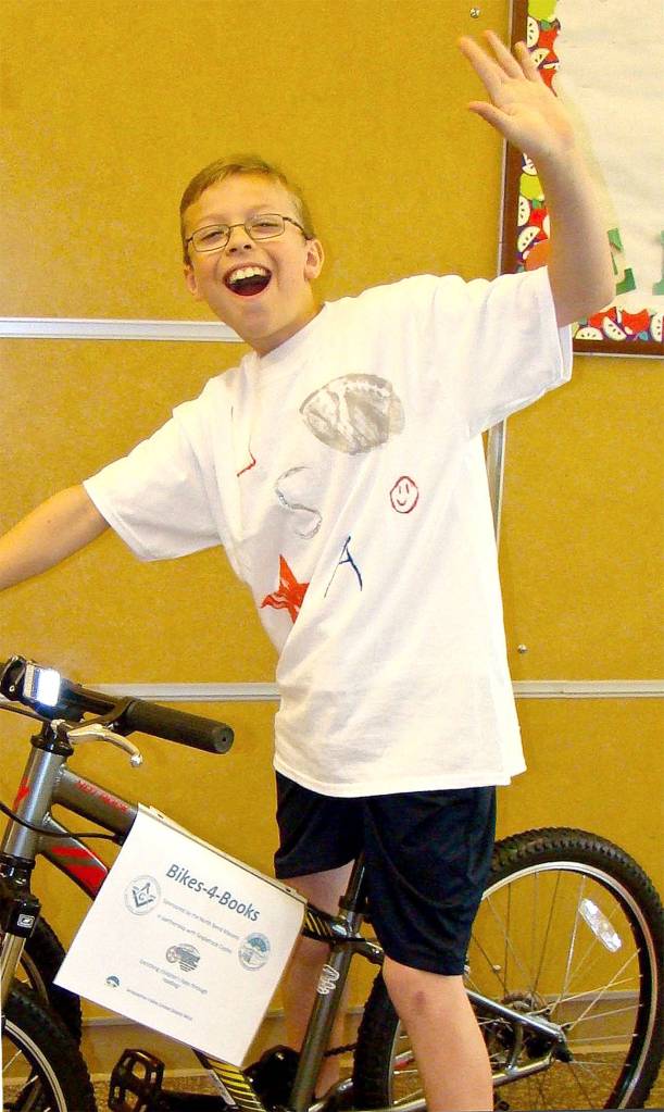 Gavin Pond, a fourth grader, is a Cascade View Bikes for Books 2017 winner.                                Courtesy Photo