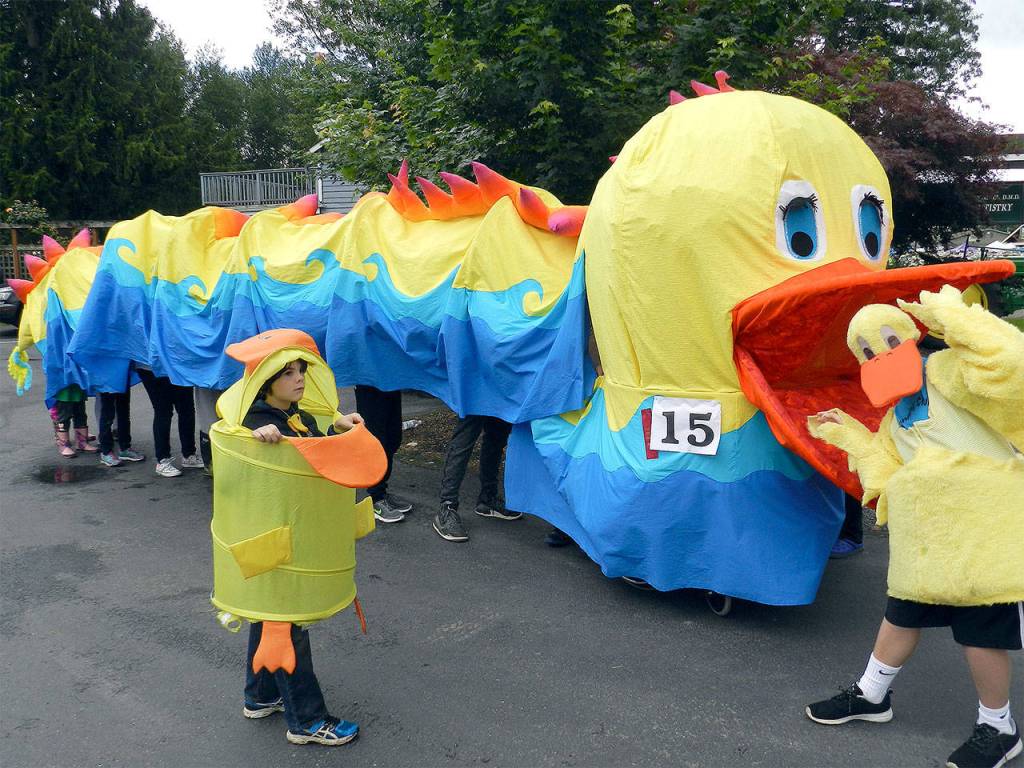 It&rsquo;s a duck, it&rsquo;s a dragon! It&rsquo;s the duck-dragon float entry in the 2016 Fall City Day parade, created by Laurie Hauglie and Jane Krein, and powered by volunteer children.                                William Shaw/File Photo