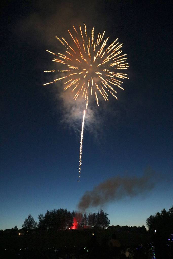 The show begins with a bang as the sun sets behind the hill. (Evan Pappas/Staff Photo)