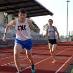 Ben Benson awaits the first handoff from Grant Van Valkenburg, who finished his first lap in 65 seconds. Benson&rsquo;s first lap was 62 seconds.                                Carol Ladwig/Staff Photo