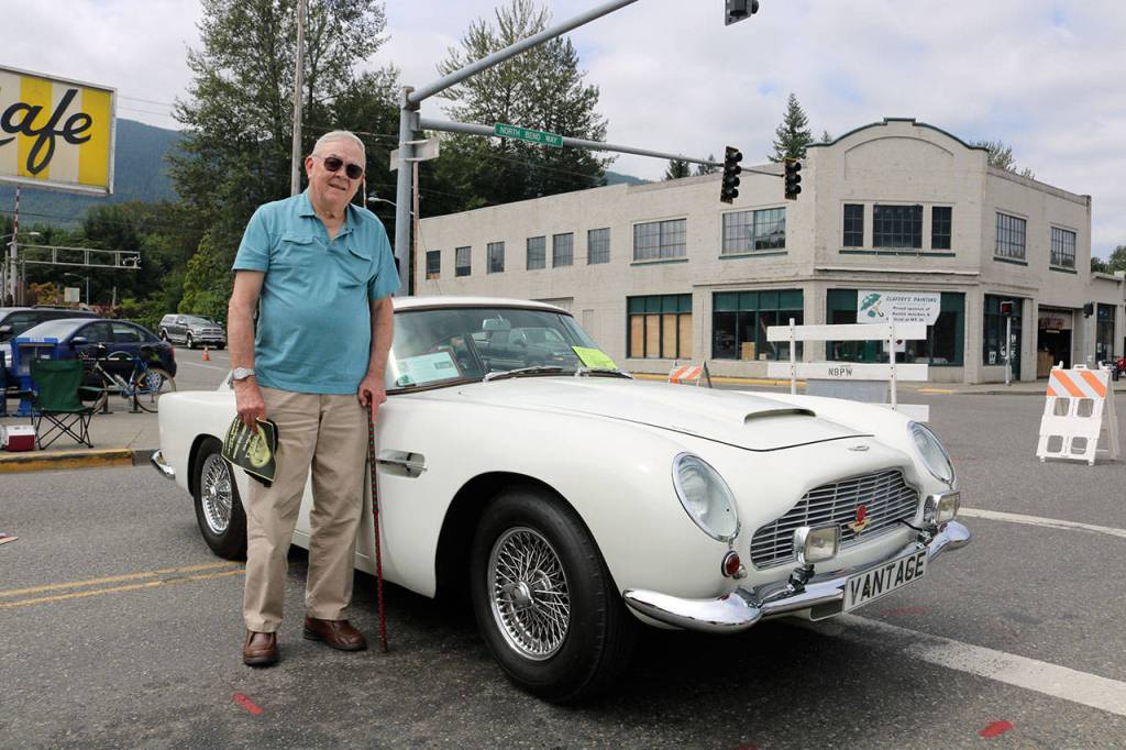 North Bend&rsquo;s Arnold Hoke with his 1963 Aston Martin. He brought the car back from Europe when he was stationed there.