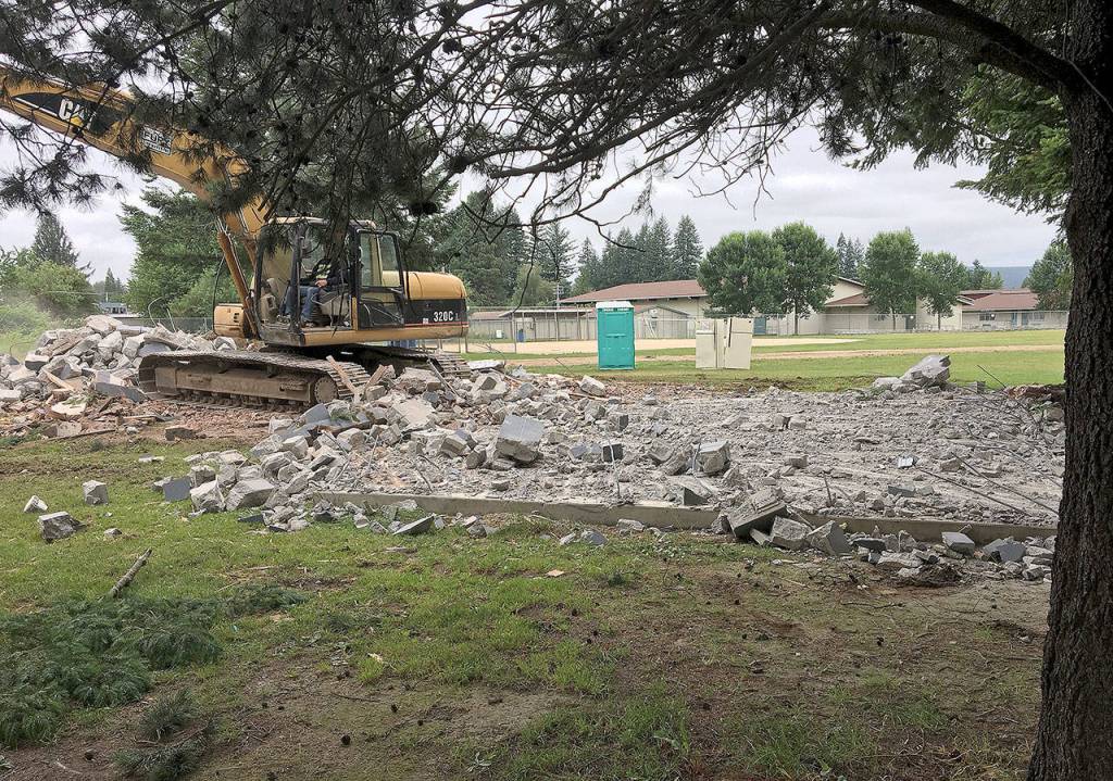 Another long-awaited Torguson Park project was completed last month, when John Day Homes voluntarily demolished the park storage building damaged in a 2014 gas explosion at a nearby business. The work would have cost the city more than $25,000 otherwise.                                (Photo courtesy of City of North Bend)