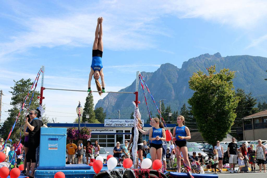 Mount Si Gymnastics performs in the 2016 parade.                                (Evan Pappas/File Photo)