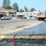 A newly poured sidewalk in North Bend&rsquo;s downtown area cures.                                (Photo courtesy of Mary Miller)