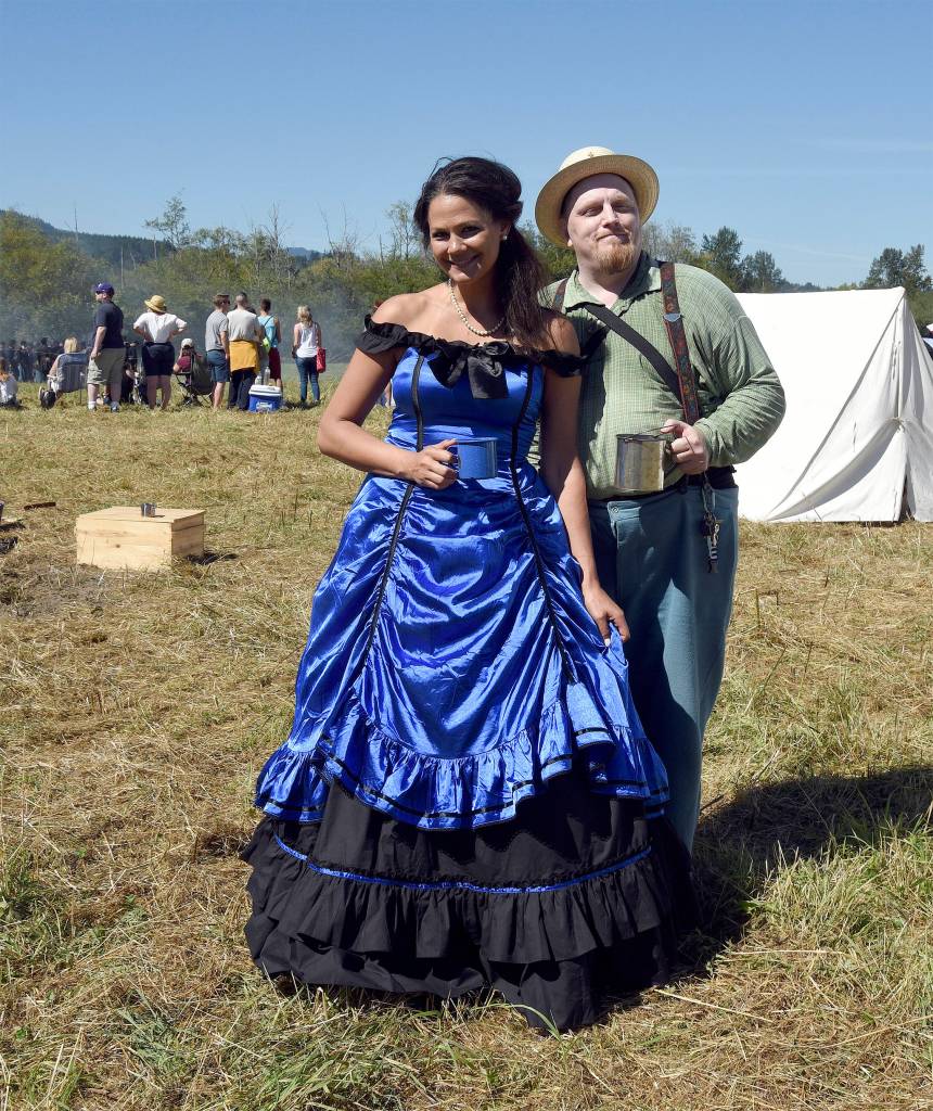 Stephanie Clabaugh, aka The Lady Katherine, and Carl Hicks pose for a photo during the 2016 Battle of Snoqualmie.