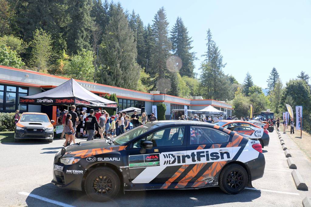 DirtFish showed off their cars in front of their main office building during the event. (Evan Pappas/Staff Photo)