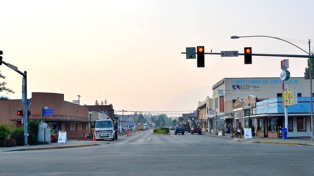This block of North Bend Way, and properties adjoining it, are the target areas for the city of North Bend&rsquo;s new approach to attracting businesses into the city&rsquo;s downtown. (Photo courtesy of Mary Miller)