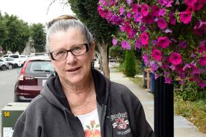 Iya Brown, owner of Wild Hare Vintage in downtown Snoqualmie, reported a theft of more than $1,000 worth of merchandise, cabled to her building on Railroad Avenue, Thursday night. (Carol Ladwig/Staff Photo)