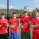 Mount Si Varsity Boys Tennis seniors Joey Lane, Maddox Malcolm, Tyler Moss and Skyler Woolf. (Evan Pappas/Staff Photo)