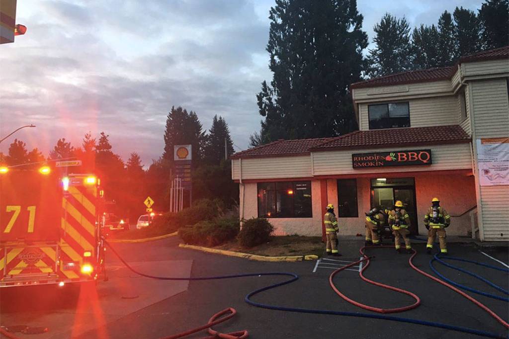 Firefighter were called to a smoke-filled barbecue restaurant in Preston Wednesday morning. (Courtesy Photo)