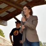 Congresswoman Suzan DelBene talked about the importance of local farms as part of the Sno Valley Tilth Farm Faire Saturday at Jubilee Farm. (Carol Ladwig/Staff Photo)