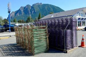 Construction materials are stacked on North Bend Way. (Photo courtesy of Mary Miller)
