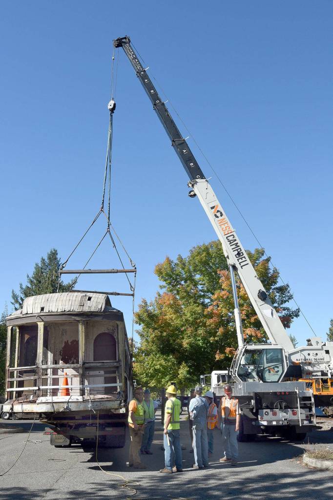The all-electric interurban car is prepped and ready for lift-off. (Carol Ladwig/Staff Photo)