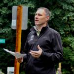 Mountains to Sound Greenway Trust President Jon Hoekstra shared his thoughts on the opening of the Middle Fork Saturday. (Photo courtesy of Ray Lapine)