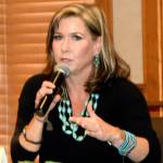 Melissa Johnson answers a question from the student panel. (Carol Ladwig/Staff Photo)