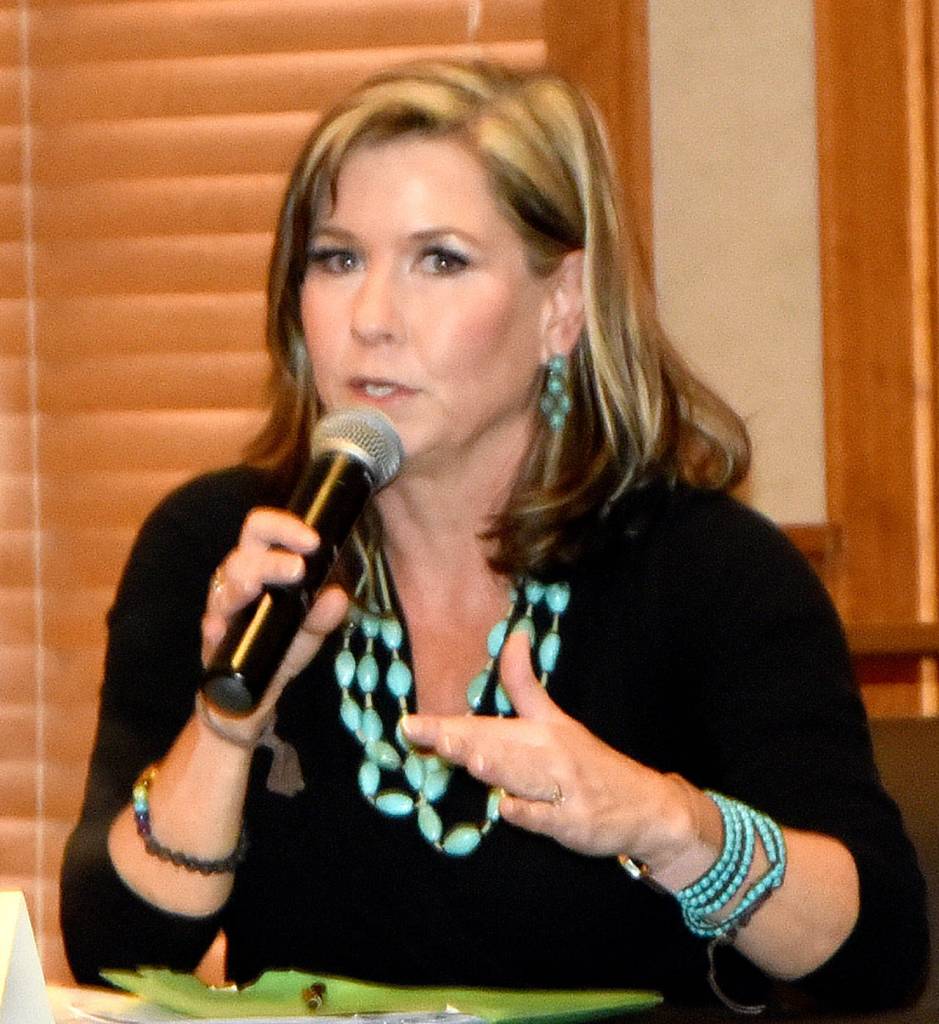 Melissa Johnson answers a question from the student panel. (Carol Ladwig/Staff Photo)