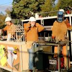 Students work on construction skills on their parade float. (Carol Ladwig/Staff Photo)                                Students work on construction skills on their parade float. (Carol Ladwig/Staff Photo)