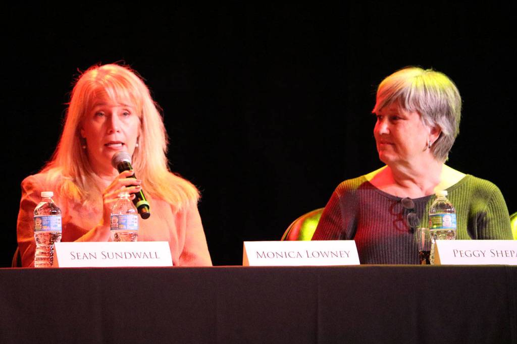 Monica Lowney and Peggy Shepard discuss land stewardship and conservation. (Evan Pappas/Staff Photo)