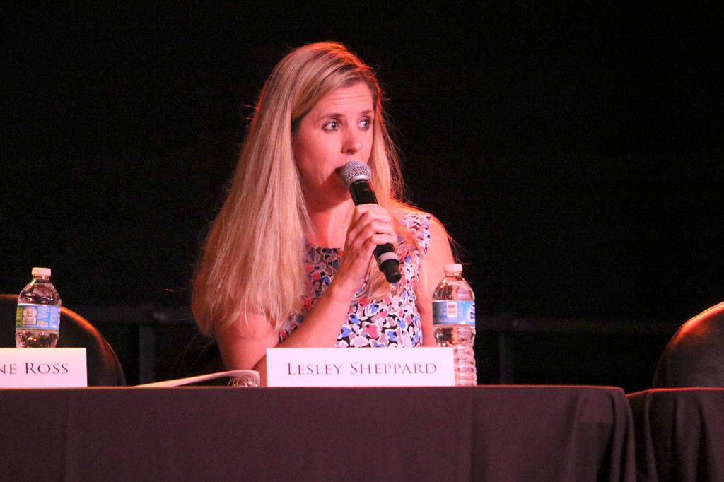 Lesley Sheppard talks about the importance of responsible growth in Snoqualmie. (Evan Pappas/Staff Photo)