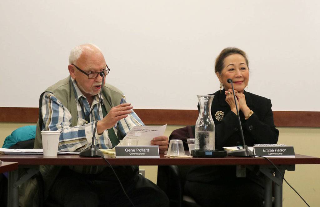 Commissioner Gene Pollard asks Astria Health if they are expecting any one from the district&rsquo;s service area would drive east to access any of the other Astria Health Hospitals. (Evan Pappas/Staff Photo)