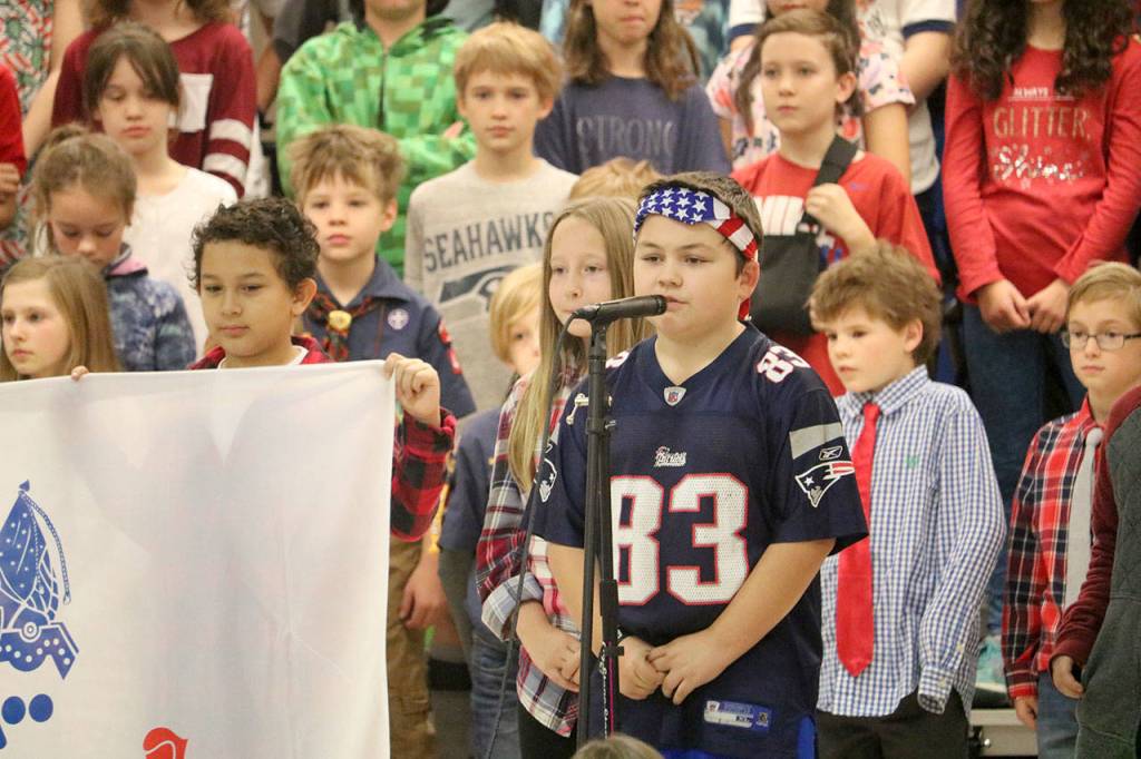 Opstad student Curt Fretwell spoke about the role the US Army plays and the various duties and responsibilities they have. (Evan Pappas/Staff Photo)