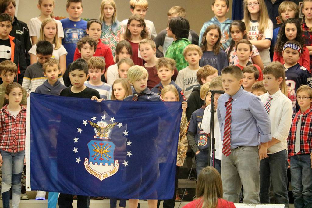 Brody Fierling explained the history of the US Air Force. (Evan Pappas/Staff Photo)