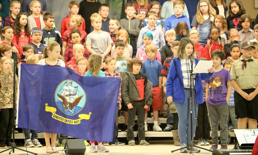 Emma Roark talked about the role the Navy plays in the US Armed Forces. (Evan Pappas/Staff Photo)