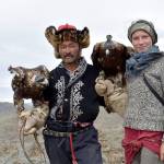 Zuniga stands with Dalaikhan who used his sons eagle to teach her the tradition of hunting with golden eagles. (Courtesy Photo)
