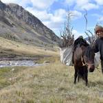 Zuniga used a horse to carry packs while her by a river. (Courtesy Photo)