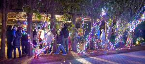 Holiday lights gave Snoqualmies Railroad Park a warm glow for Saturdays festivities. (Carol Ladwig/Staff Photo)