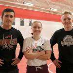 Mount Si High School wrestling team captains, are, from left, seniors Connor Holt, Kinsey Steskal, and Duncan Harrison. (Evan Pappas/Staff Photos)