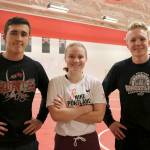 Evan Pappas/Staff Photos                                Mount Si High School wrestling team captains, are, from left, seniors Connor Holt, Kinsey Steskal, and Duncan Harrison.