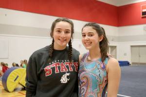 Mount Si Gymnastics Captains Daisy Hartman and Morgan Lowell. (Evan Pappas/Staff Photo)